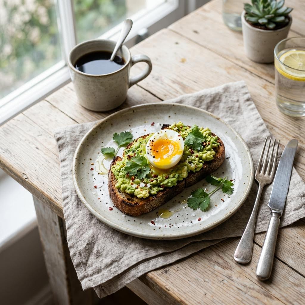 Photoreal overhead avocado toast food photo generated with Nano Banana 2.1