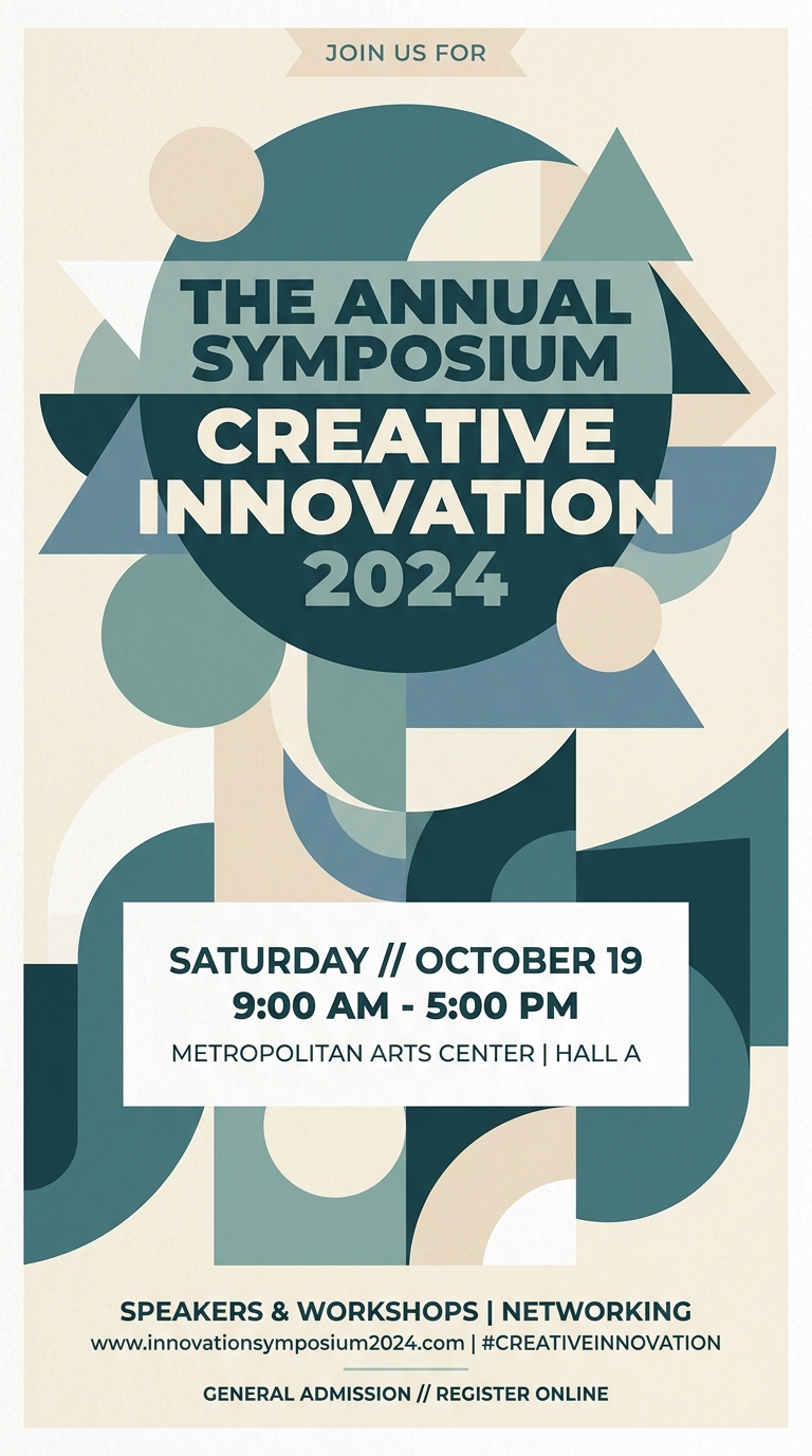 Minimal teal and cream event poster concept generated with Nano Banana 2.1